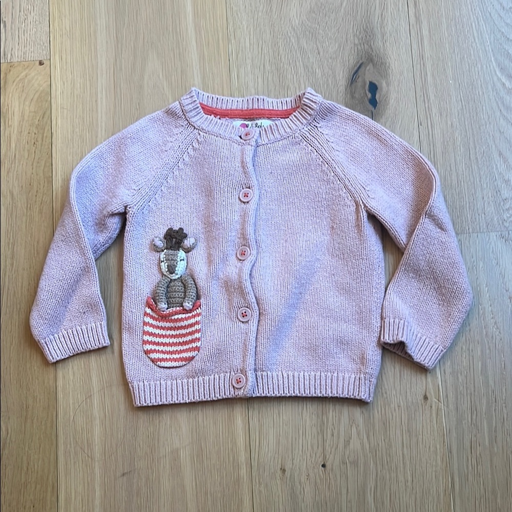 Baby Boden Pink Pocket Pets Cardigan size 12-18M